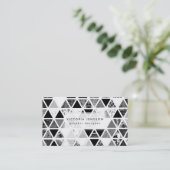 Monochrome Abstracte Floral Triangles Patchwork Visitekaartje (Staand voorkant)