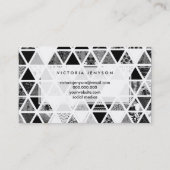 Monochrome Abstracte Floral Triangles Patchwork Visitekaartje (Achterkant)