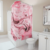 Monochrome Abstracte waterborstel, Red Futuristi Douchegordijn (In situ)