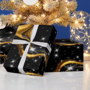 Monochrome Abstracte Weelde: High-End Gouden Textu Cadeaupapier