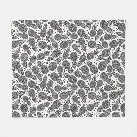 Monochrome anananassen fleece deken (Voorkant (Horizontaal))