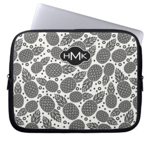 Monochrome anananassen Monogram Laptop Sleeve