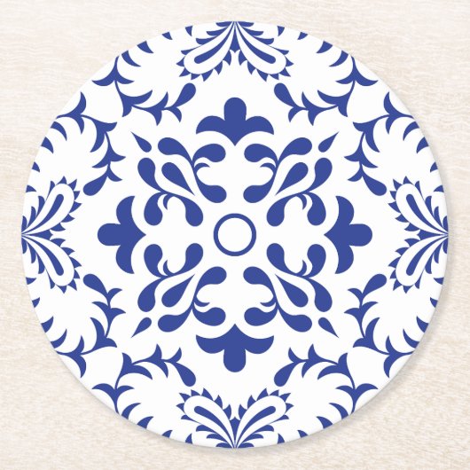 Monochrome Azulejo ronde Onderzetter (Voorkant)