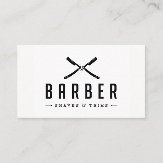 Monochrome Barber Shop Cut & Shave Visitekaartje (Voorkant)