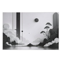 Monochrome bergen - Abstracte landschapskunst