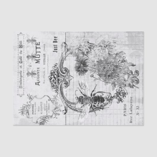 Monochrome bijentypografie tissuepapier (Voorkant)