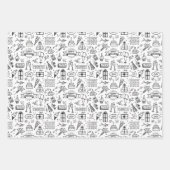 Monochrome Birthday Pattern Inpakpapier Vel (Voorkant)
