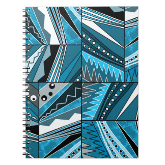 Monochrome blauwe etnische ornamentiek. notitieboek
