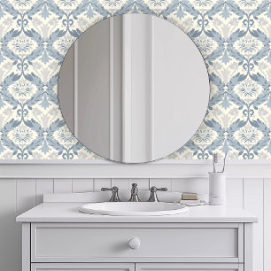 Monochrome Blauwe Krans Behang