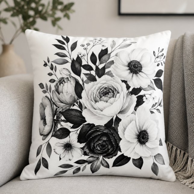 Monochrome Bloem Kussen (Creator heeft geüpload)