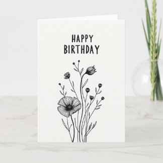 Monochrome Bloem Verjaardagskaart Kaart