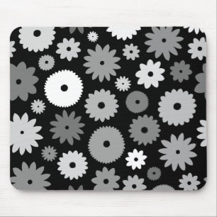 Monochrome Bloemen Groot Patroon Muismat