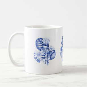 Monochrome bloemen in Delft blue Koffiemok