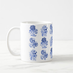 Monochrome bloemen in Delft blue Koffiemok