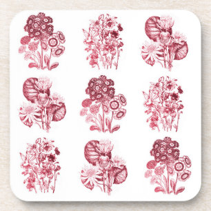Monochrome bloemen in het rood drankjes onderzetter