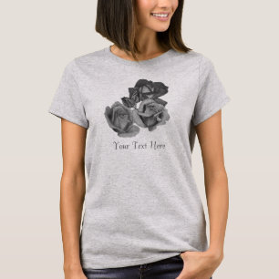 Monochrome bloemen in zwart-witte rozen t-shirt