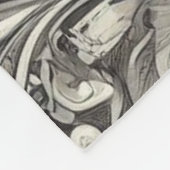 Monochrome Bloemen Paisley Zwart & Wit Fleece Deken (Hoek)