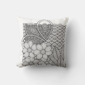 Monochrome Bloemen Tekening Kussen (Voorkant)