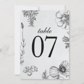 Monochrome Botanische Trouwtafel Nummers (Voorkant)