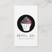 Monochrome cupcake bakkerdecorator visitekaartje (Voorkant)