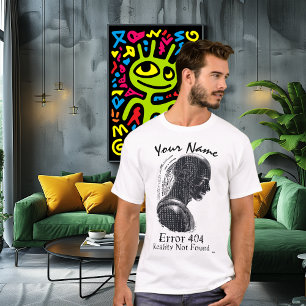 Monochrome Cyber Mens – Aangepaste Naam Fout 404 T-shirt
