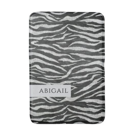 Monochrome dierenprint en naam badmat (Voorkant Verticaal)