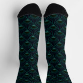 Monochrome donkerblauwe groene art deco. sokken (Top)