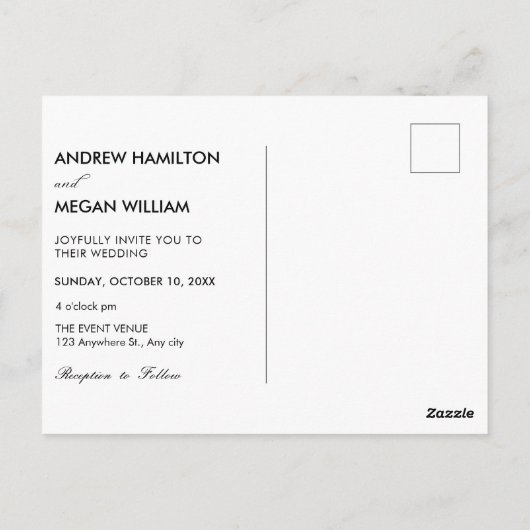 Monochrome Eenvoudige Elegante Liefde Fotobruiloft Briefkaart (Achterkant)