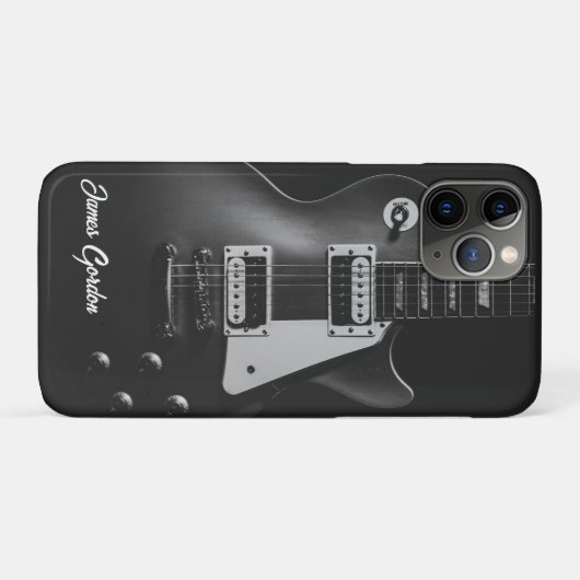 Monochrome elektrische gitaar gepersonaliseerd Case-Mate iPhone case (Achterkant (horizontaal))