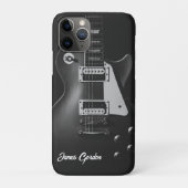 Monochrome elektrische gitaar gepersonaliseerd Case-Mate iPhone case (Achterkant)