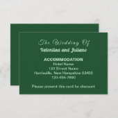 Monochrome Emerald Groene Bruiloft Accommodatie Informatiekaartje (Voorkant / Achterkant)