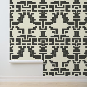 Monochrome Enigma: Abstracte geometrische puzzel Behang
