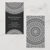 Monochrome Floral Mandala Ornament Visitekaartje (Voorkant / Achterkant)