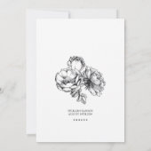 Monochrome geëtste bloemige Rozen bruiloft uitnodi Kaart (Achterkant)