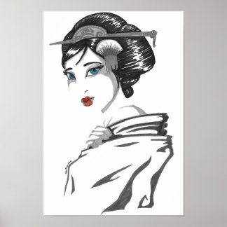 Monochrome geisha poster