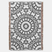 Monochrome geometrische Mandala Bloom Deken (Voorkant Verticaal)