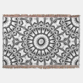 Monochrome geometrische Mandala Bloom Deken