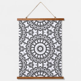 Monochrome geometrische Mandala Bloom Hangend Wandkleed
