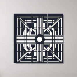 Monochrome geometrische symmetrie – Abstracte lijn Canvas Afdruk