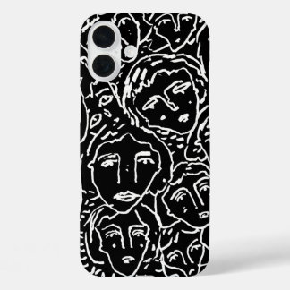 Monochrome Gezichten iPhone Case – Abstracte Line 