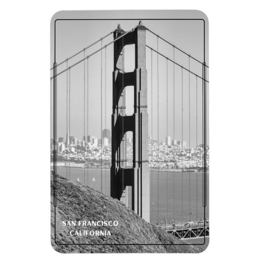 Monochrome Golden Gate Bridge Magneet (Verticaal)