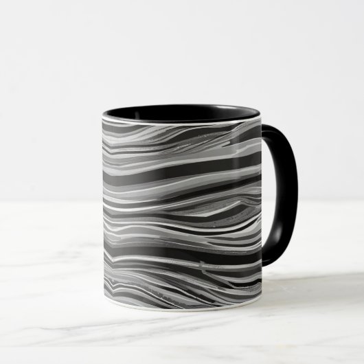 Monochrome golven mok (Voorkant rechts)