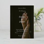 Monochrome Grace: zwart, grijs en bruiloftsuitnodi Folie Uitnodiging (Staand Voorkant)