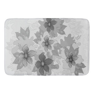 Monochrome grijze bloemen badmat