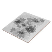 Monochrome grijze bloemen tegeltje (Zijkant)