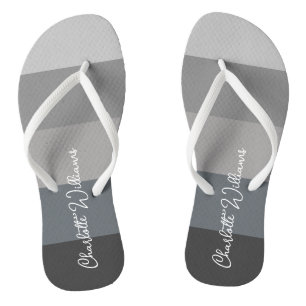 MONOCHROME GRIJZE KLEUR STREEP LIJN PATROON NAAM  TEENSLIPPERS