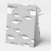 Monochrome grijze vis bedankdoosjes (Achterkant)