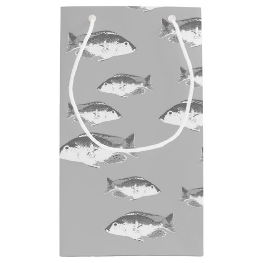Monochrome grijze vis klein cadeauzakje (Achterkant)