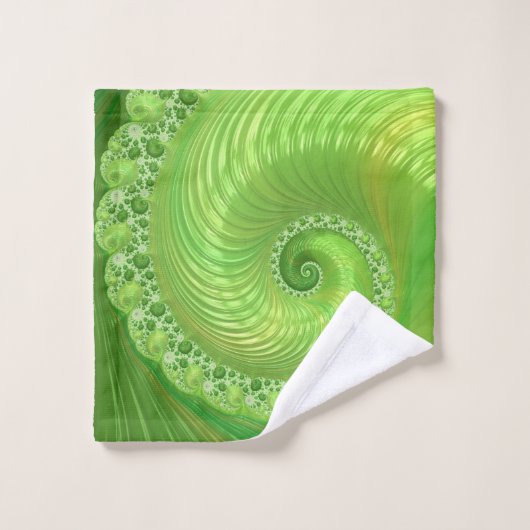 Monochrome groene wervelfractal bad handdoek (Wasdoekje)