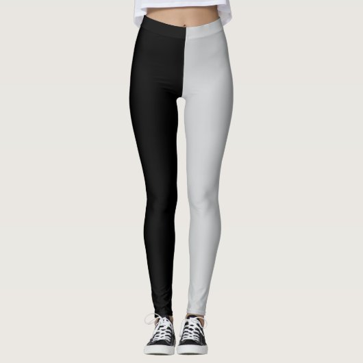 Monochrome Half Black Half Dark Grey Leggings (Voorkant)